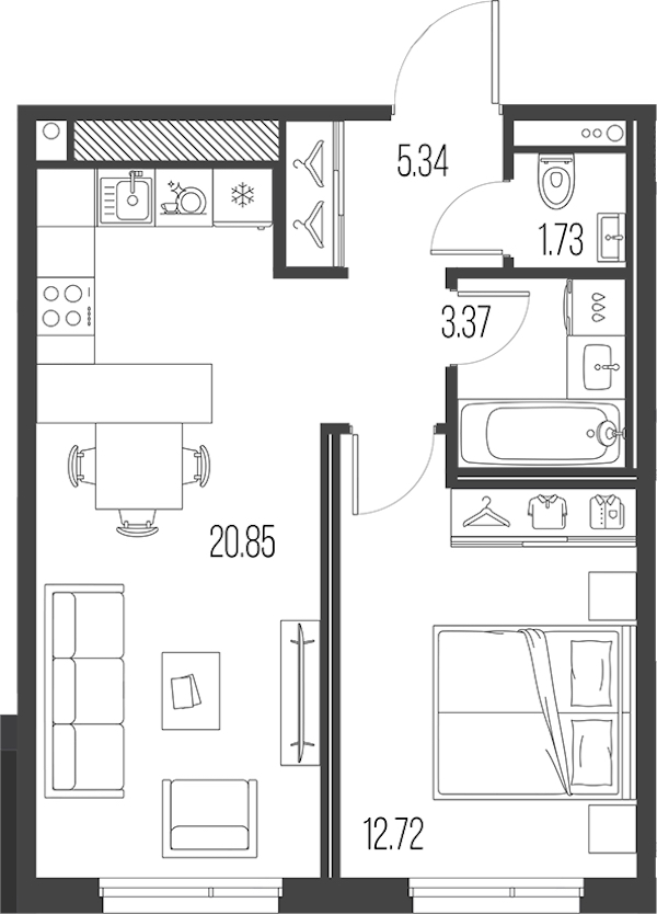 1-комнатная квартира 44.01 м², 4/10 эт., ЖК «LEGENDA Васильевского»